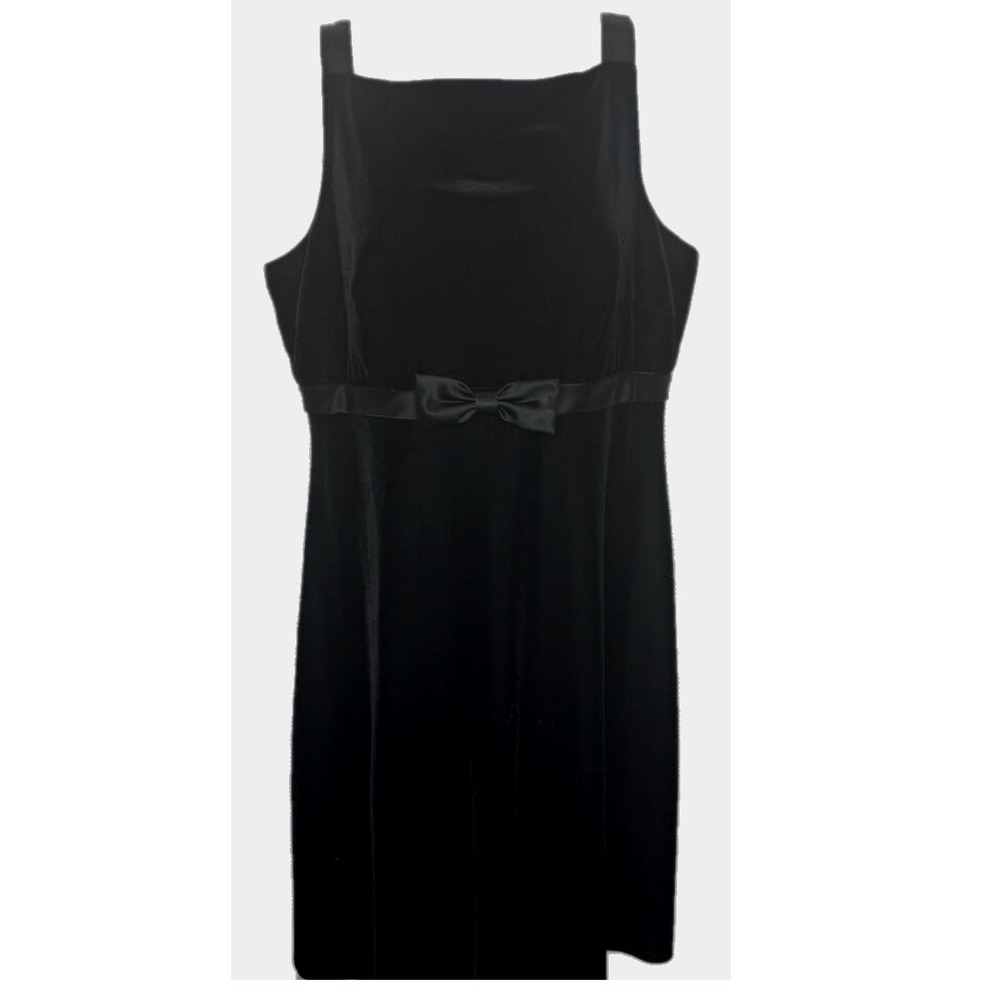 Laundry Shelli Segal Vintage 90s Black Velvet Bow Mini Dress Sz 12 Goth Coquette - Picture 1 of 7